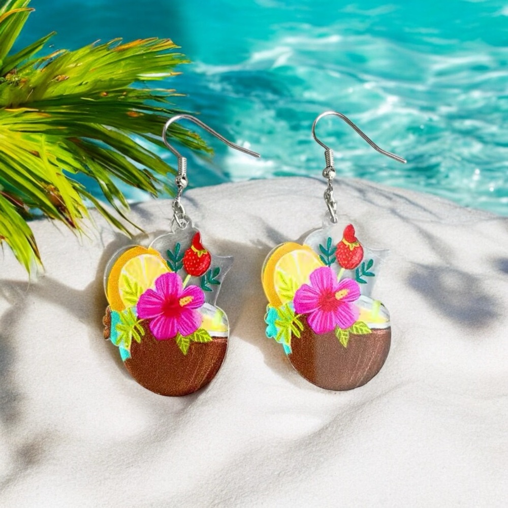 Floral Coconut Summer Earrings